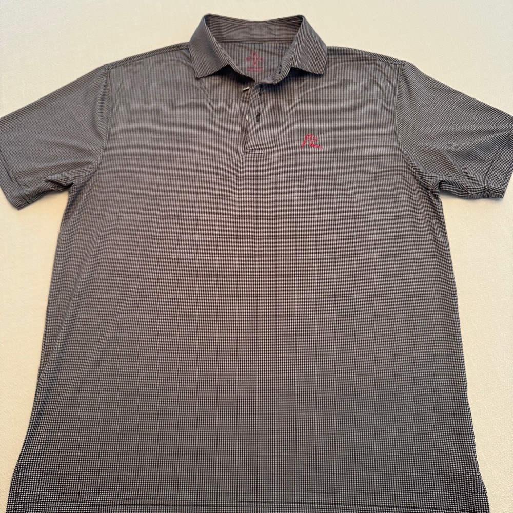 Rhoback Polo Shirt Mens Black & White Dogstooth Performance Golf